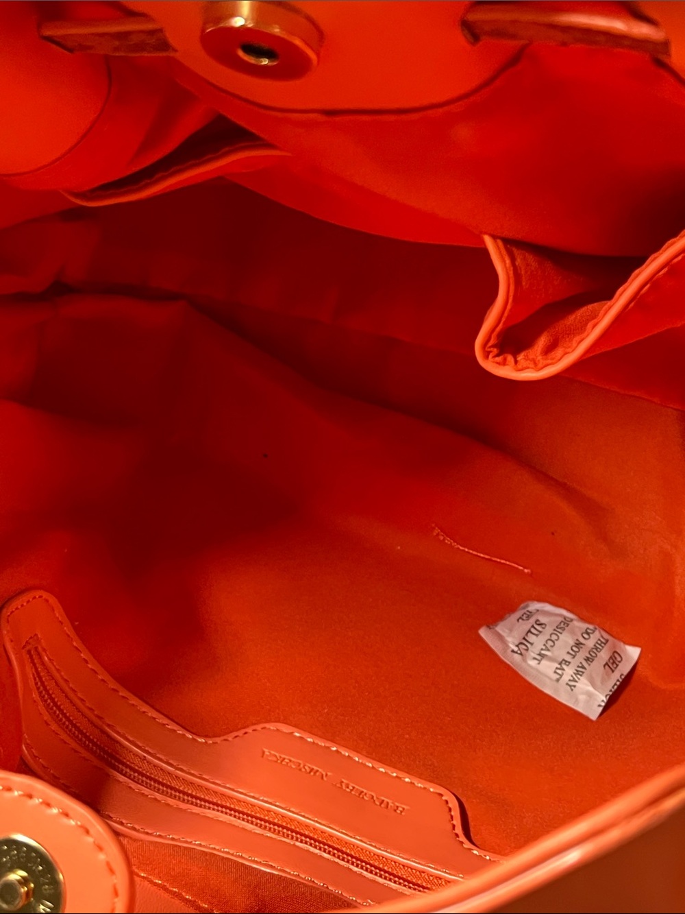 Badgley Mischka Coral-Orange Vegan Leather Shoulder /Crossbody w snake skin trim - Picture 13 of 16